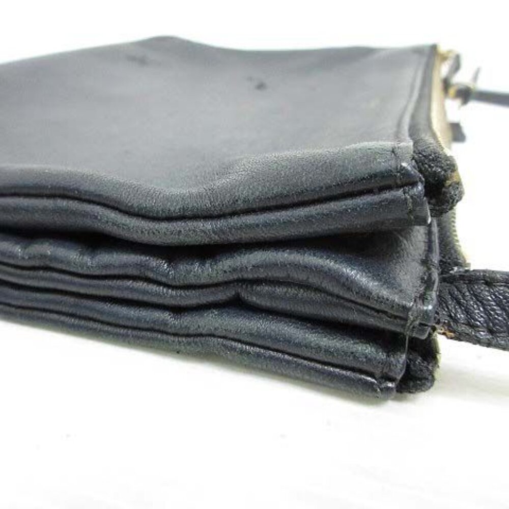 Celine Trio Large Shoulder Bag Leather Crossbody Black Storage with Bag Aa - Picture 7 of 9